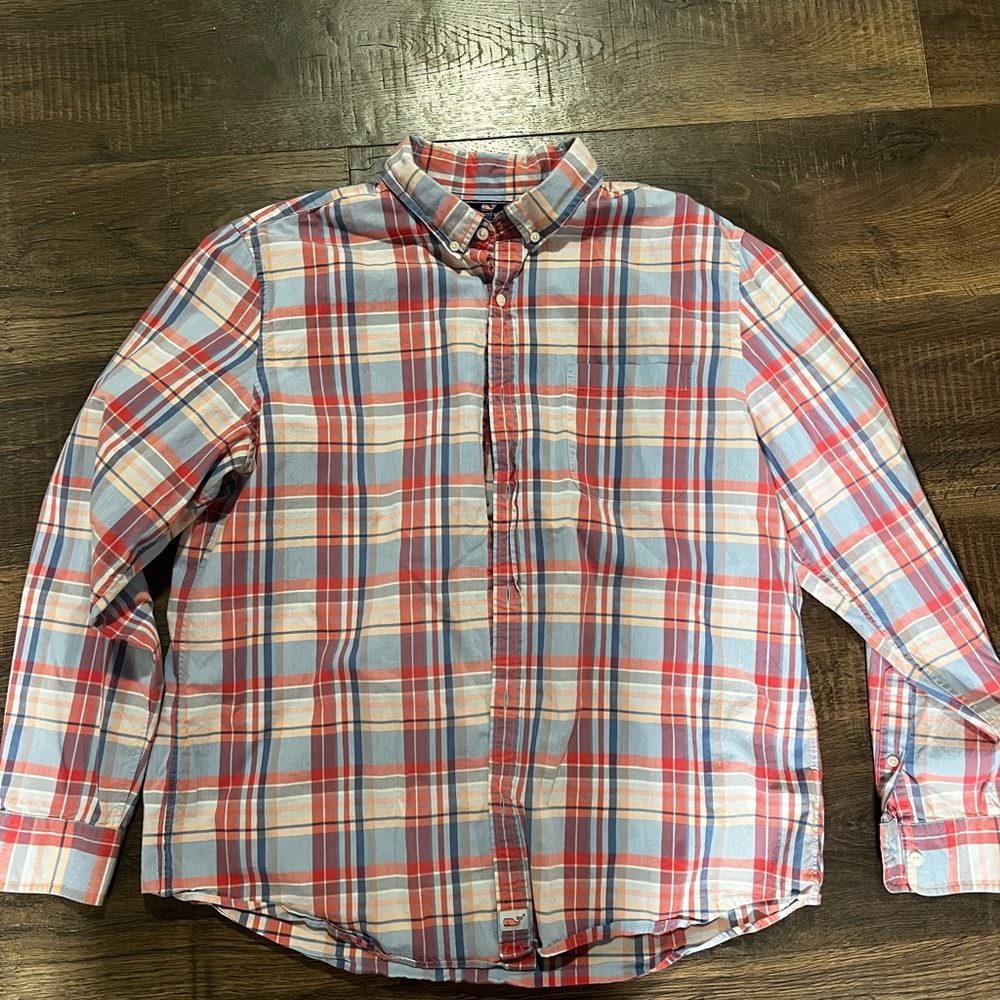 Vineyard Vines Red and Blue Plaid Casual Shirt